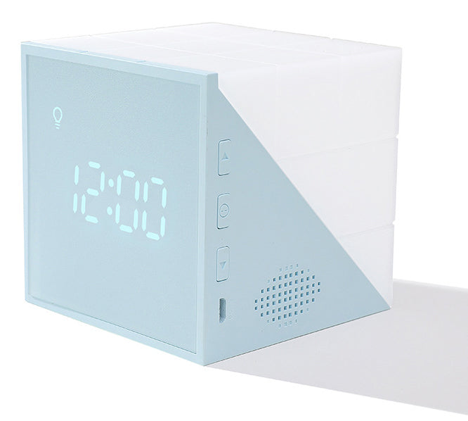 Cube Vækkeur, med farverige Lygter, Stemme-kontrol Natlys, Timer, Temperaturvisning og Lang Batterilevetid, til Hjem & Kontor