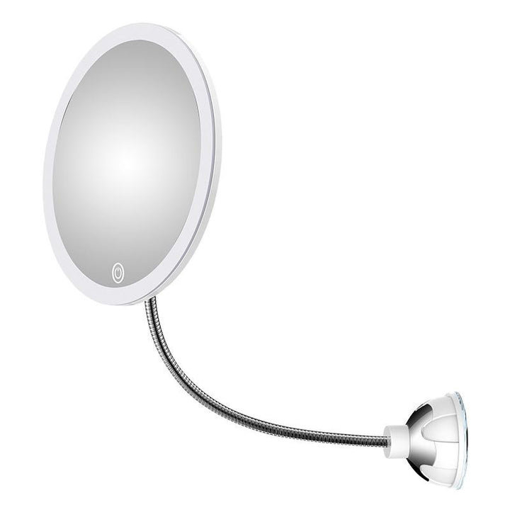 Makeup spejl med LED &amp;amp; forstørrelse - med sugekop og fleksibel arm |