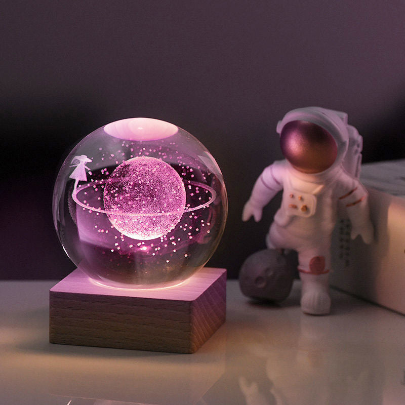 3D Galakse Krystal Kugle Nattelys Dekorativ Lampe