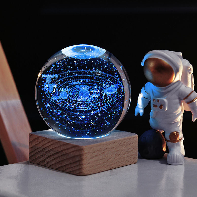 3D Galakse Krystal Kugle Nattelys Dekorativ Lampe
