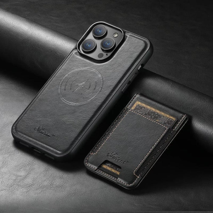 LuxCase Læder Telefon Etui med Kortlomme og Stativ – Kompatibel med iPhone |