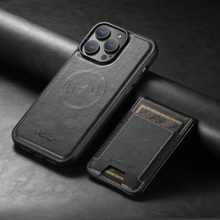 LuxCase Læder Telefonetui med Kortlomme og Stativ – Velegnet til iPhone |