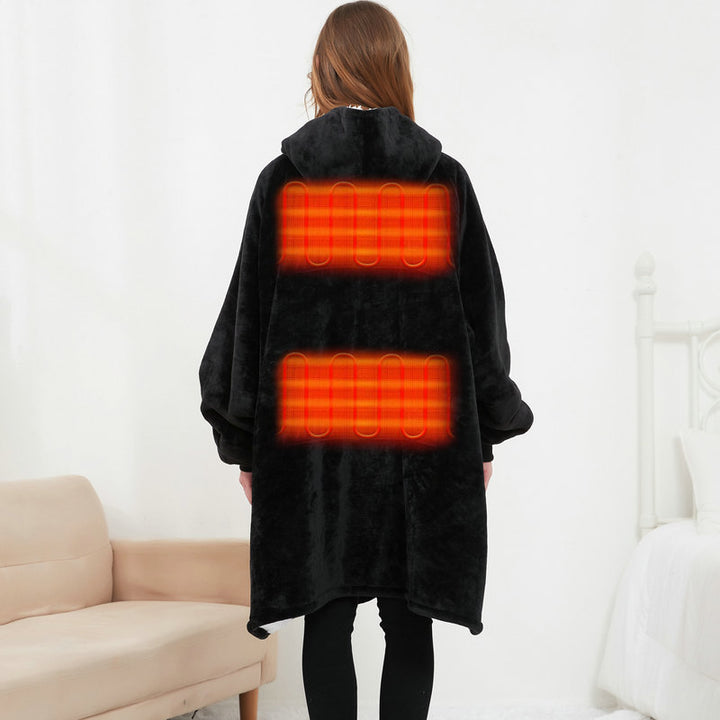 Opvarmet hoodie-tæppe med sherpafor
