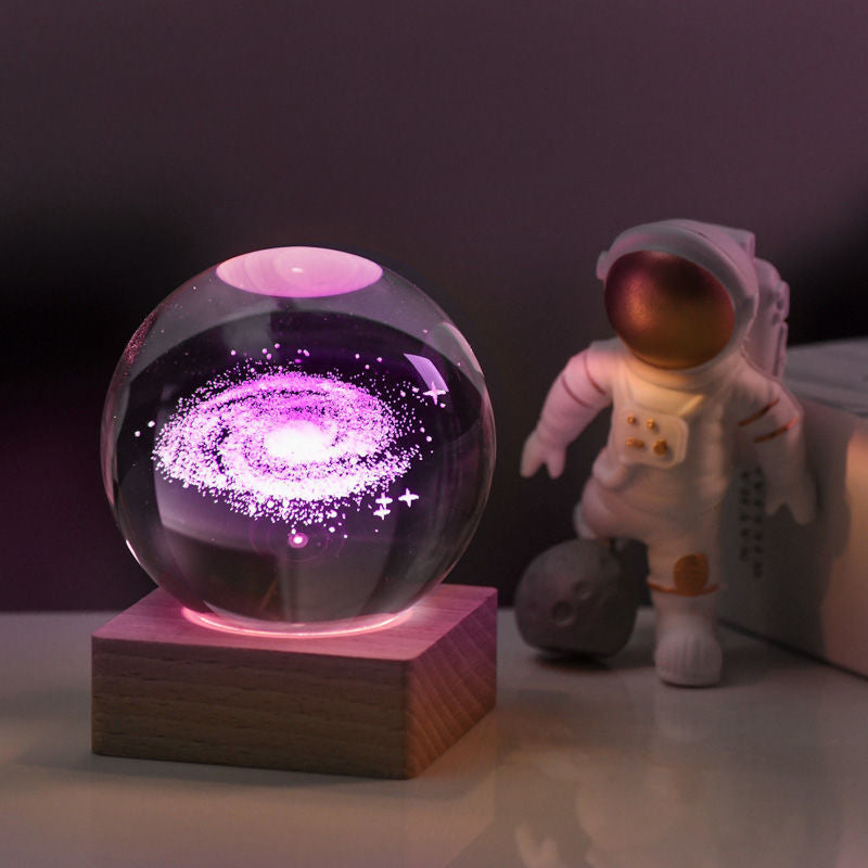 3D Galakse Krystal Kugle Nattelys Dekorativ Lampe