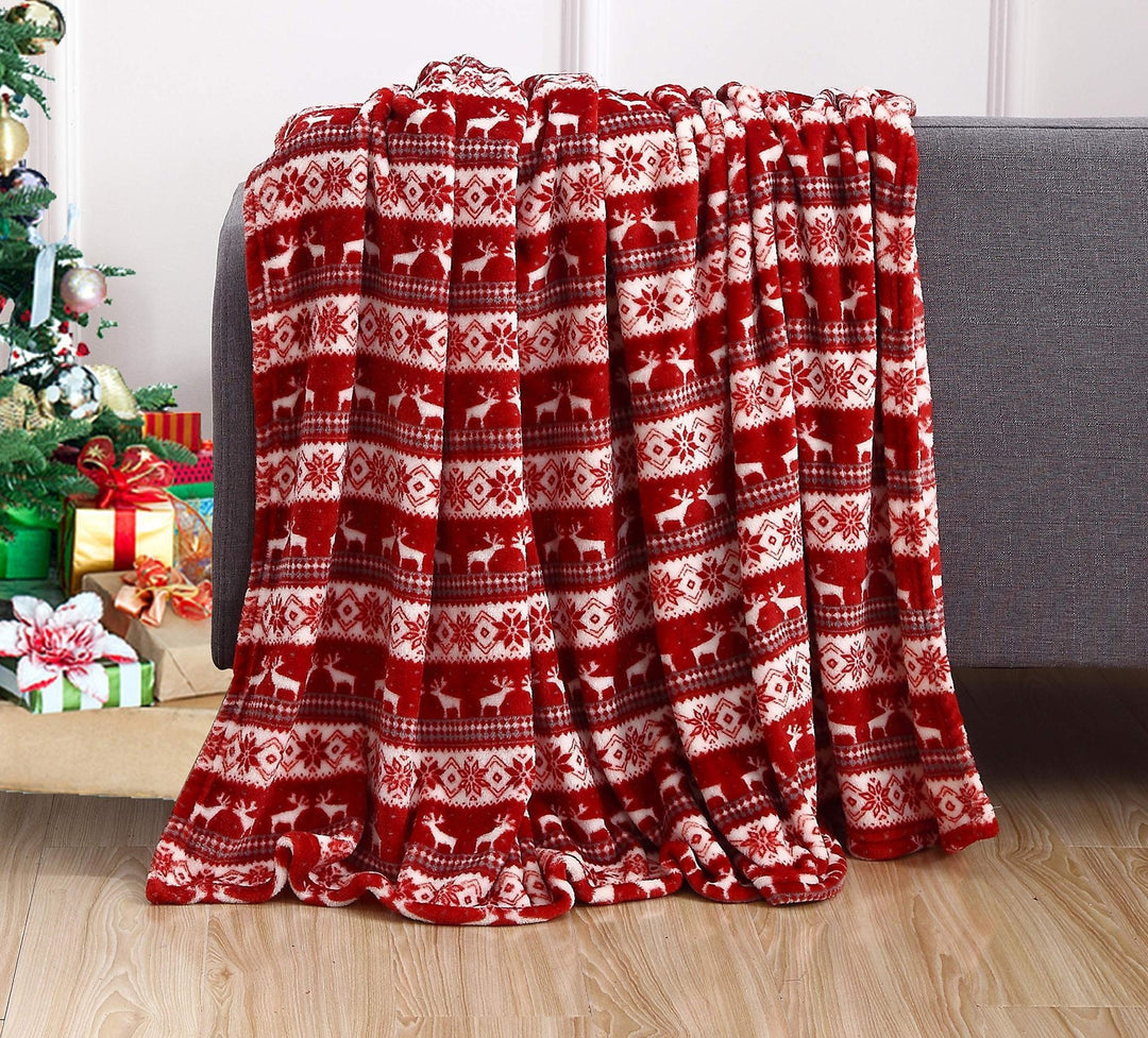 Juleplaid i flannel med rensdyr