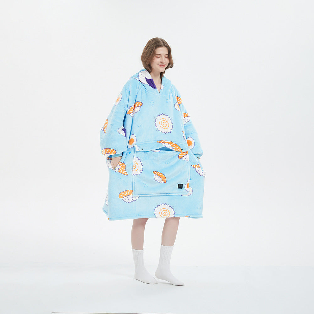 Opvarmet hoodie-tæppe med sherpafor