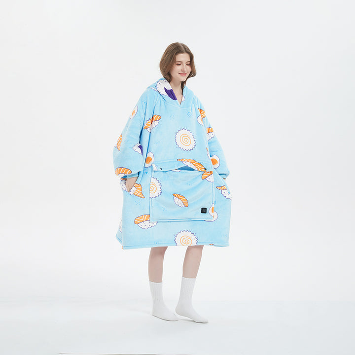 Opvarmet hoodie-tæppe med sherpafor