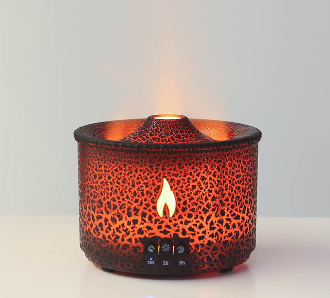 Vulkan aromadiffuser med flammelys og tågeringe