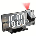 180° Justerbar LED Projektions Vækkeur – Snooze, 12/24T Tid & Temperatur Display, Spejl Design – USB Drevet, Nattelys & Hukommelsesfunktion