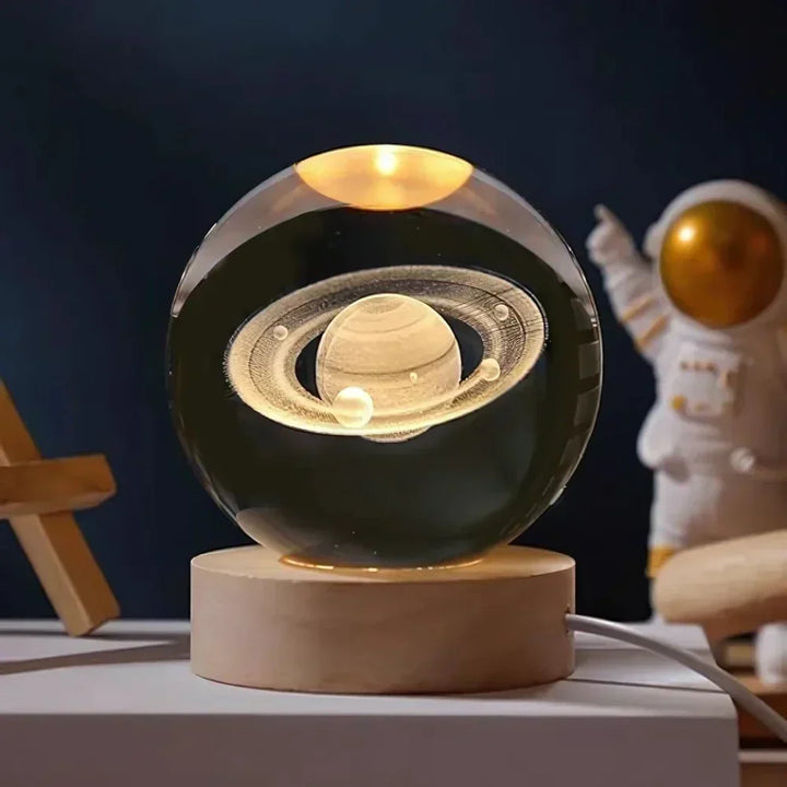 LED Nattelys med 3D Krystal Kugle