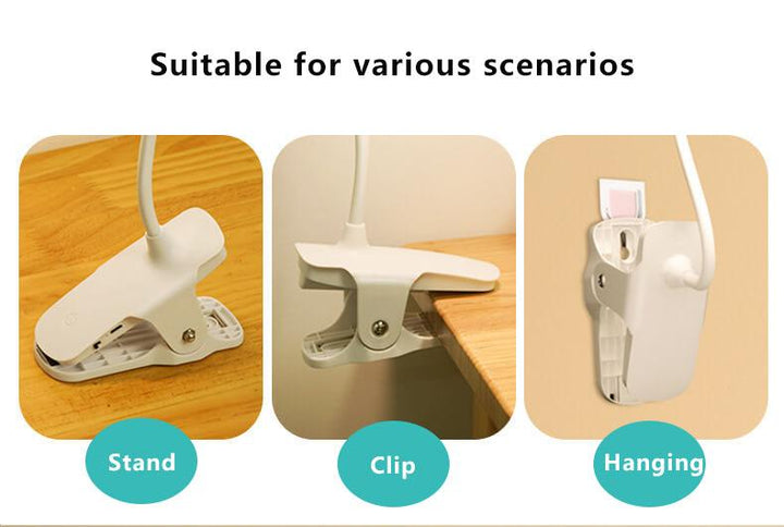 Simpel LED Clip Skrivebordslampe Genopladelig Øjenbeskyttelse Nattelys