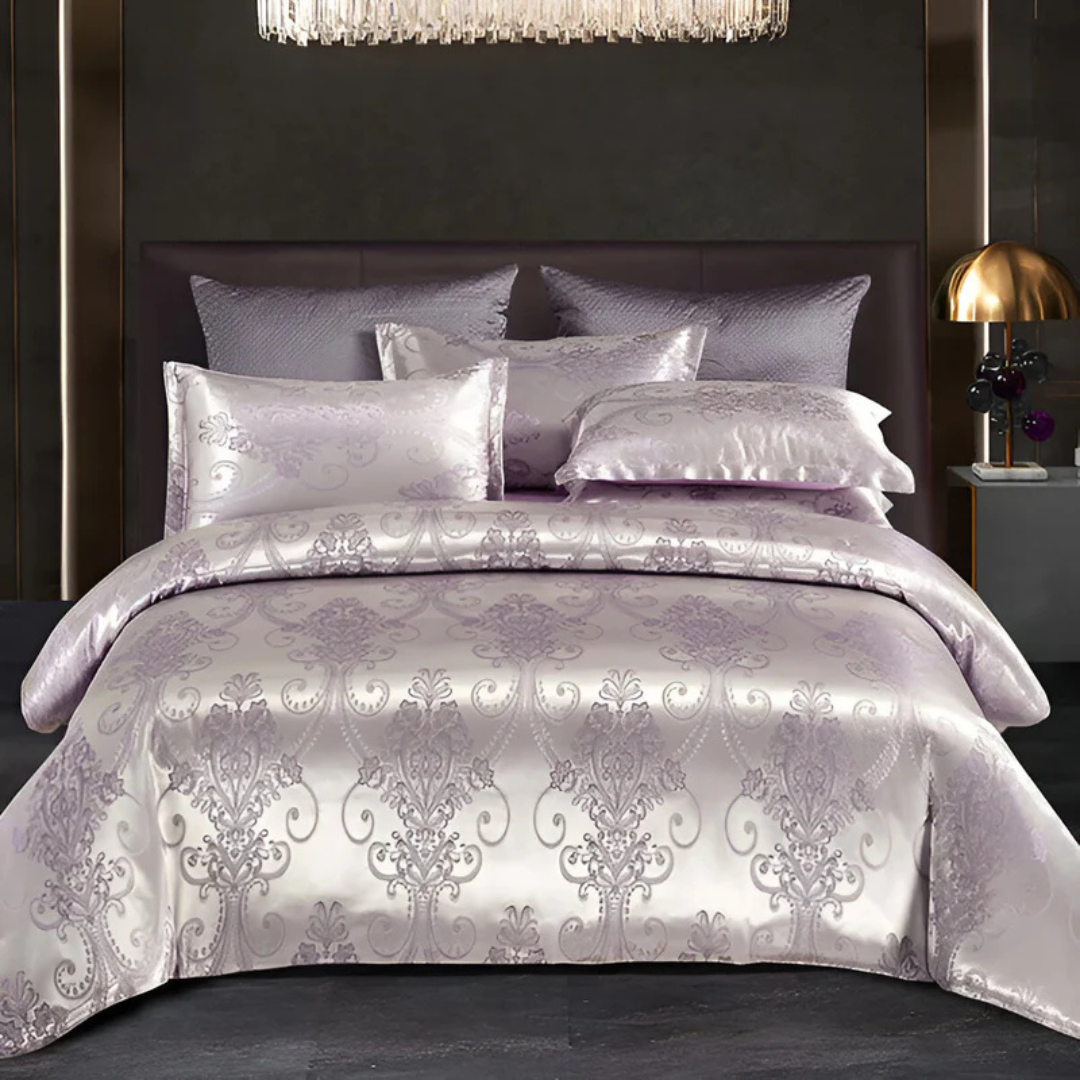 Skøn Satin Dynecover med Blomsterprint
