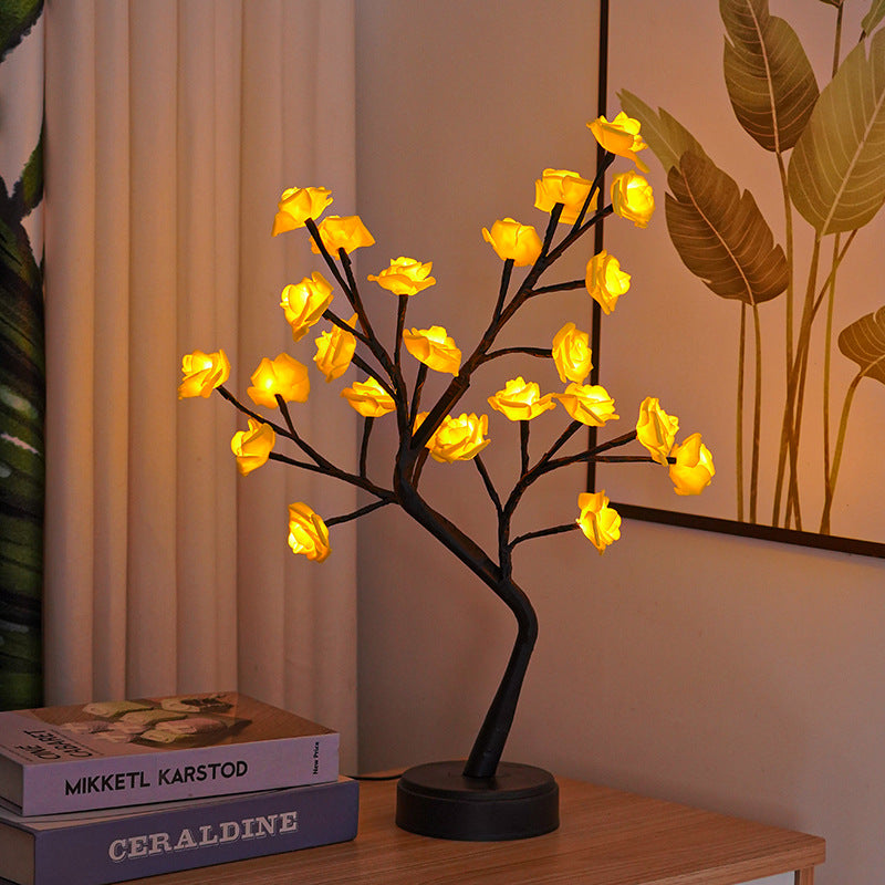 Rosentræ lampe med lysende roser
