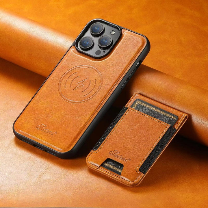 LuxCase Læder Telefonetui med Kortlomme og Stativ – Velegnet til iPhone |