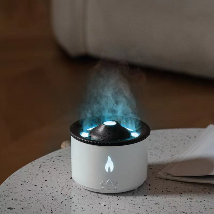 Vulkan aromadiffuser med flammelys og tågeringe