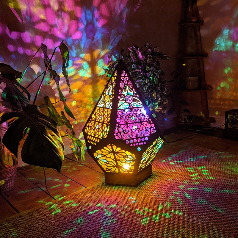 Bohemian Polar Star Træ Gulvlampe, LED farverig Stjerneprojektor |