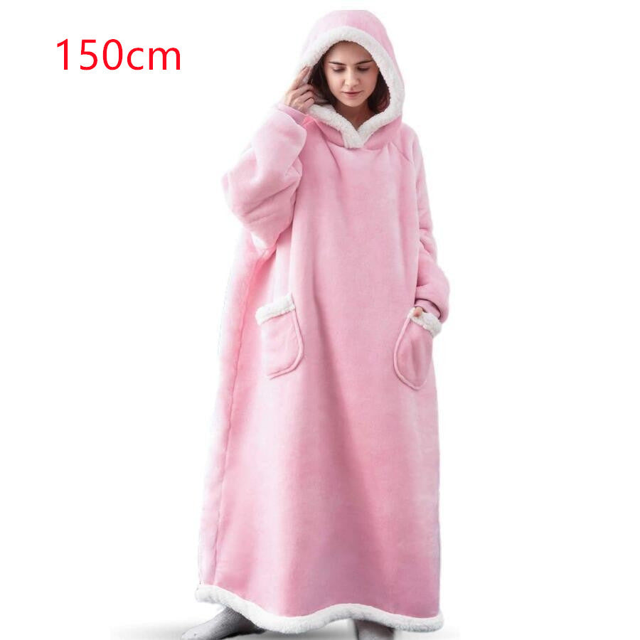 Oversize hoodie-tæppe med teddyfor