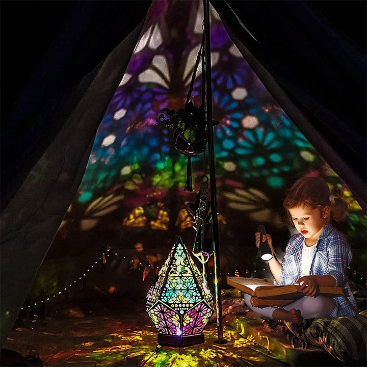 Bohemian Polar Star Træ Gulvlampe, LED farverig Stjerneprojektor |