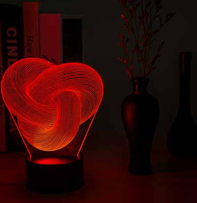 Akryllampe med lysende abstrakt 3D knude