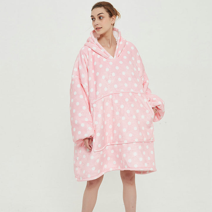 Hoodie-tæppe med print og sherpafor
