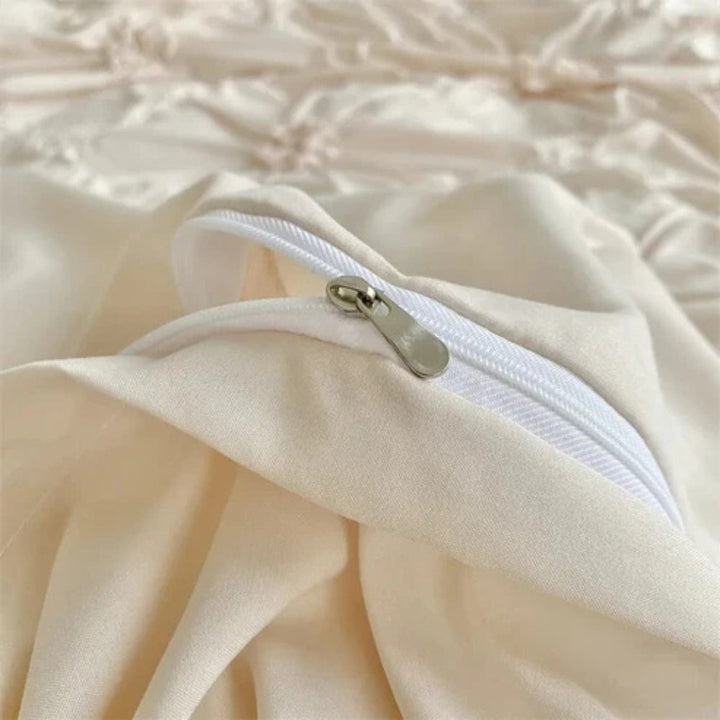 Duvet Cover Sæt med Plisseret Blomsterdesign