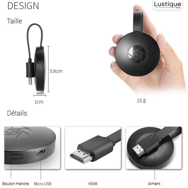 Trådløs HDMI Display Adapter | MediaLink 1080P WiFi Skærmmirror til Android, iOS, Windows &amp; Mac