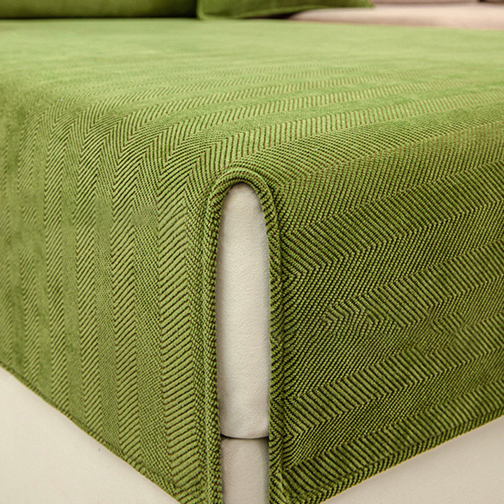 Bølget Tjek Chenille Stof Møbelbeskytter Sofa Dække