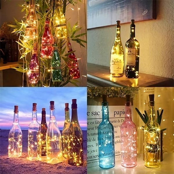 Led Flaske Lys Kork Nattelys DIY Dekor |