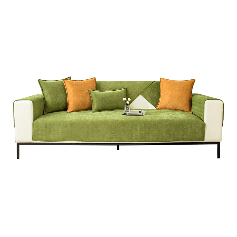 Bølget Tjek Chenille Stof Møbelbeskytter Sofa Dække