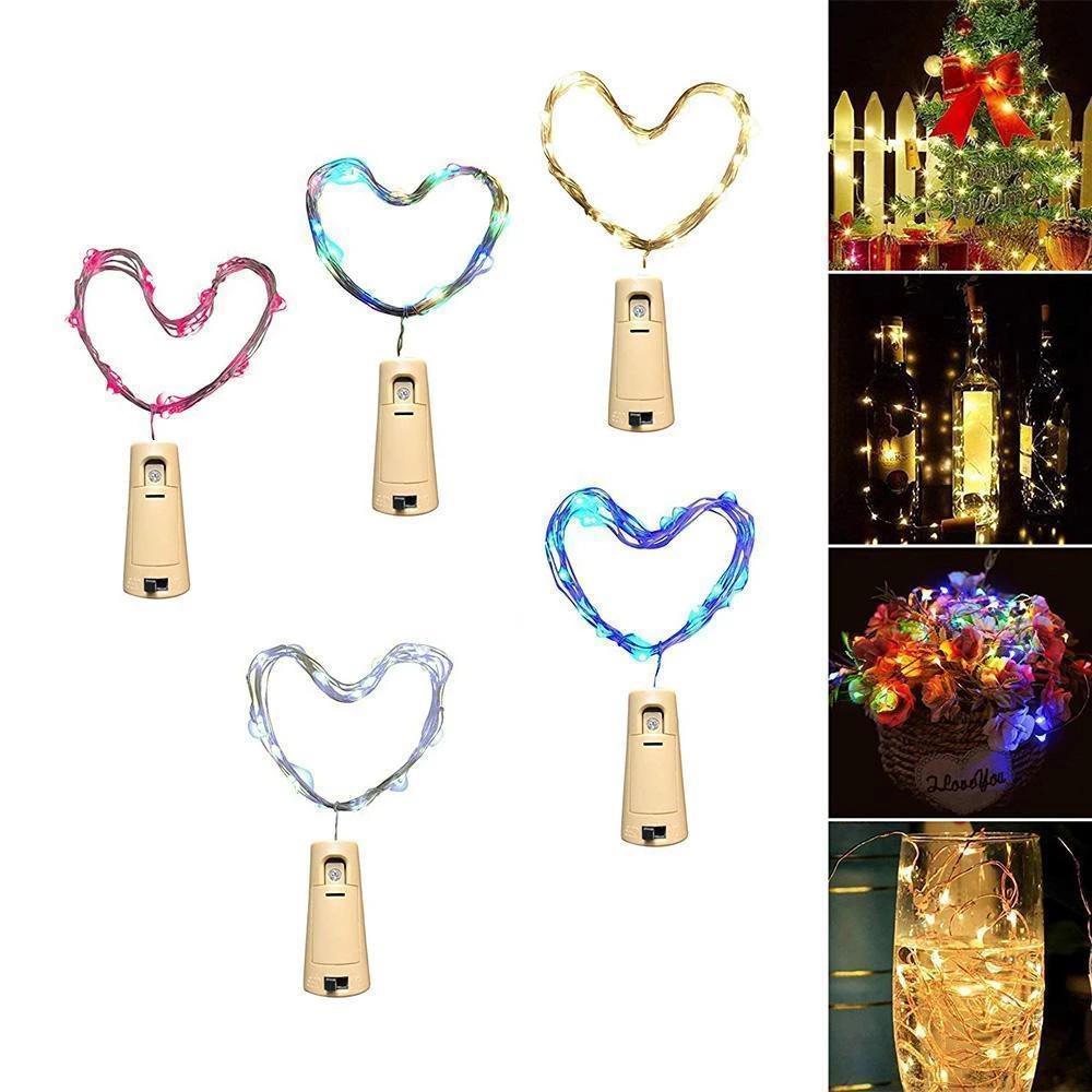 Led Flaske Lys Kork Nattelys DIY Dekor |