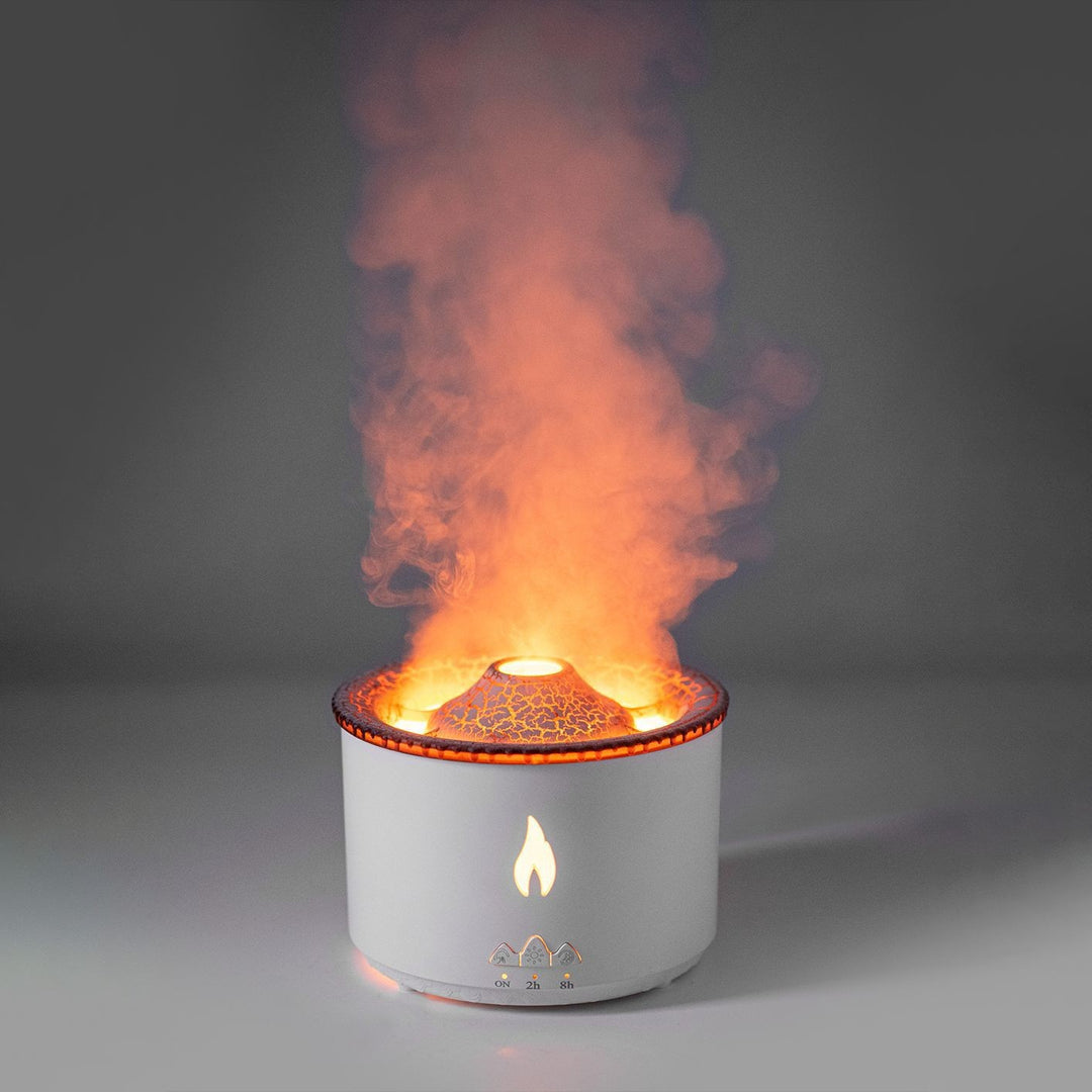 Vulkan aromadiffuser med flammelys og tågeringe