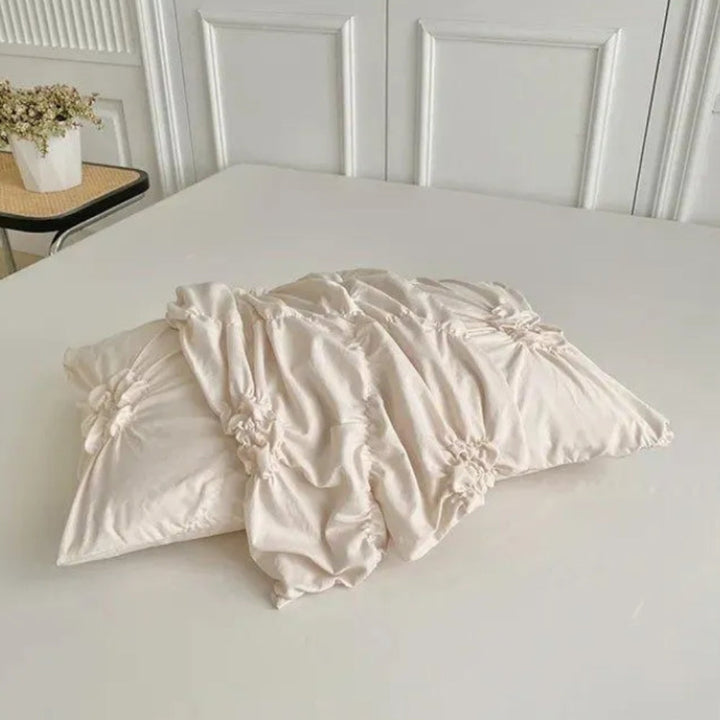 Duvet Cover Sæt med Plisseret Blomsterdesign