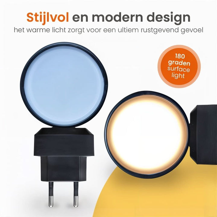 Dæmpbar LED natlampe med dag/nat sensor til behagelig rum belysning