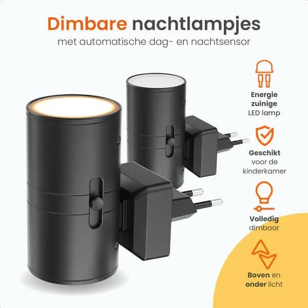 Dæmpbar LED natlampe med dag/nat sensor til behagelig rum belysning