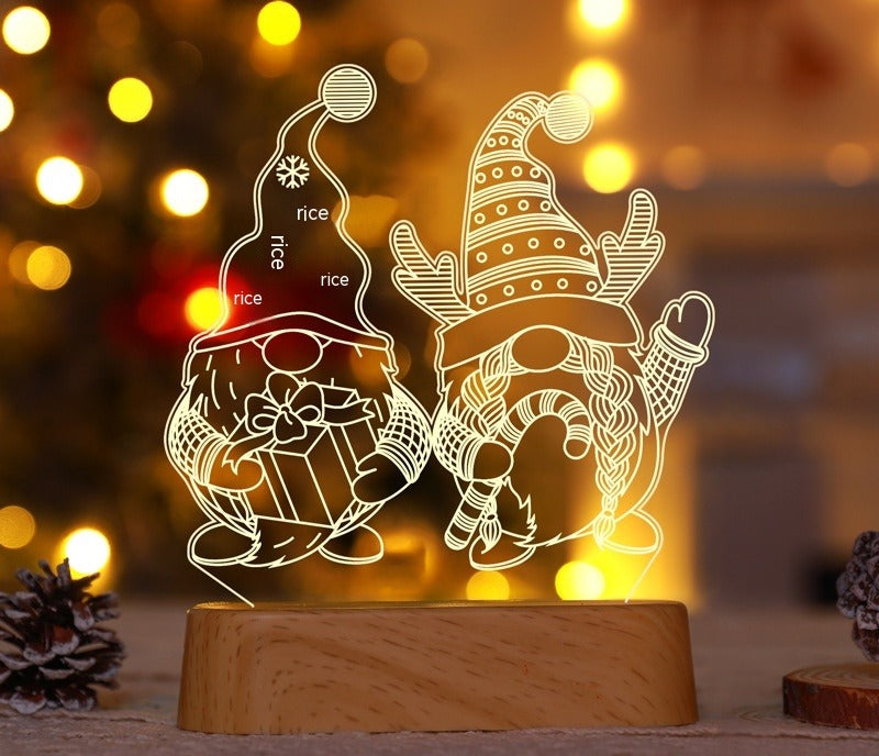 3D julelampe med juletræ i akryl