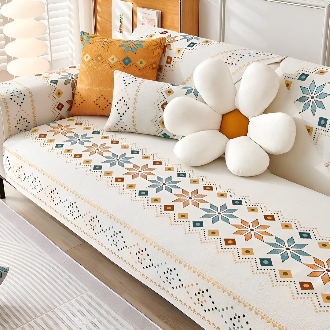 Boho Stil Sofa Cover – Elastisk &amp; Brug Året Rundt | Beskytter og Giver et Nyt Udseende |