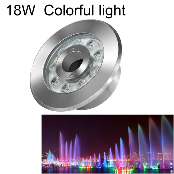 18W Landskabsfarvet farveskiftende ring LED Rustfrit Stål Underwater Fountain Light (farverig)