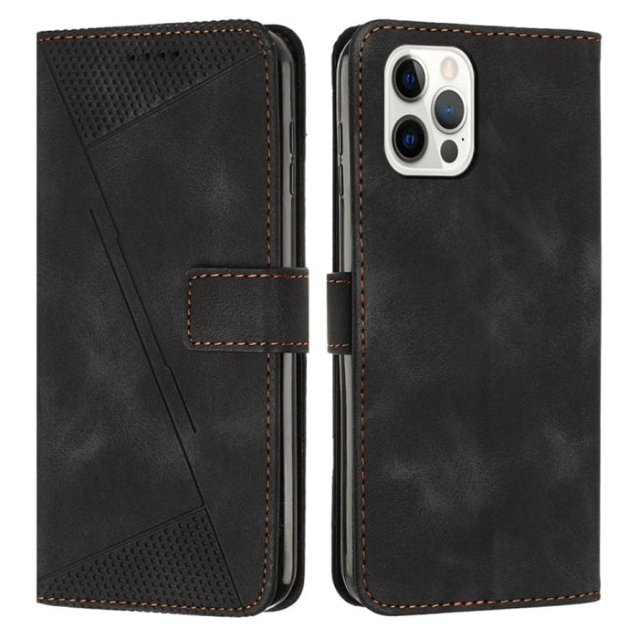 For iPhone 13 Pro Max Dream Triangle Læder Telefon Etui med Skulderrem (Sort)