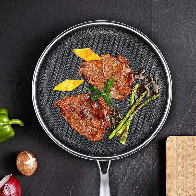 Premium Rustfrit Stål Stegepande med Non-Stick Pixel Teknologi – Perfekt til Sund Stegning