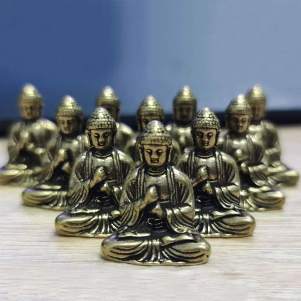 10 stk mini messing siddende Buddha statue figur til rejse buddhisme tilbedelse hjem kontor skrivebordsdekoration