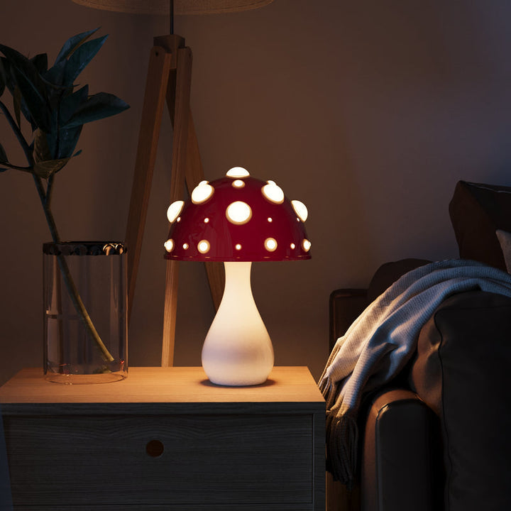 LumiFungi – Luksuriøs LED Bordlampe med Stemningsfyldt Svampedesign og Dæmpbart Lys