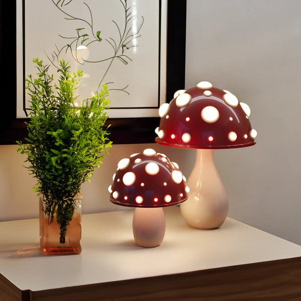 LumiFungi – Luksuriøs LED Bordlampe med Stemningsfyldt Svampedesign og Dæmpbart Lys