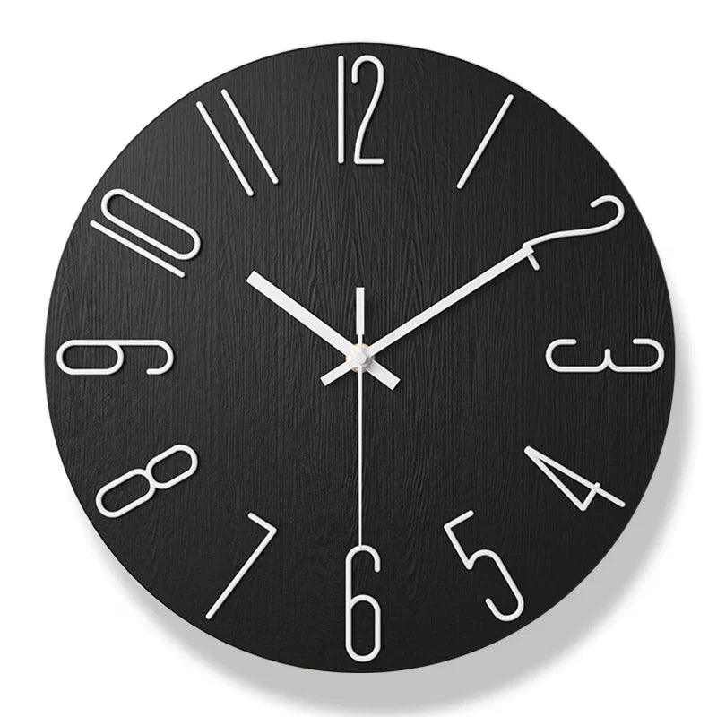 Rammeløs Vægur lavet af Træ – Nordisk Minimalistisk Stille Ur til Moderne Hjem Deko