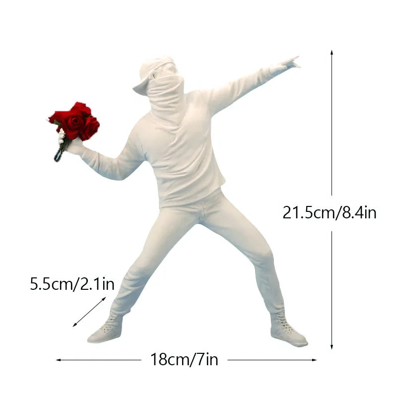 Dropshipping Banksy Skulptur Samling Blomster Kast Statue Pop Art Moderne Ballon Pige Figurine Kontor Hjem Dekoration