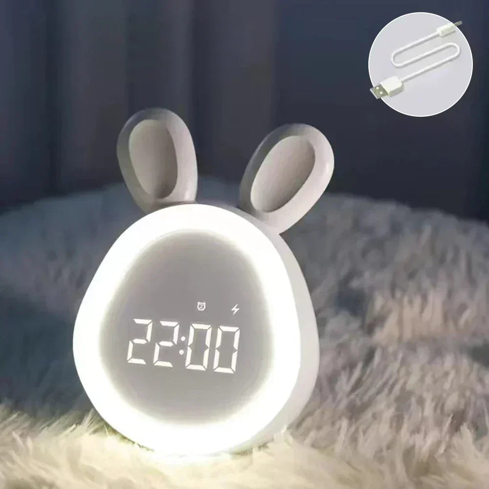 Digital LED Kanin Vækkeur med Nattelys