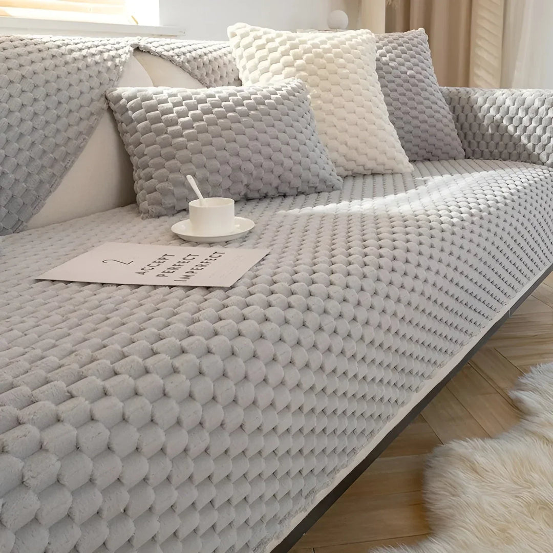 Luksuriøs velour sofaovertræk med struktureret mønster