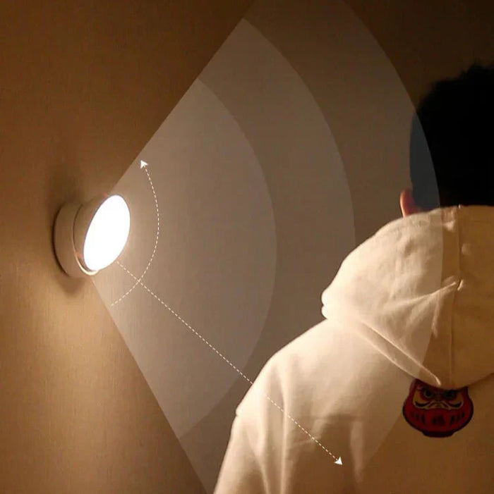 LumiFlex360 LED Natlampe | Bevægelsessensor | 360° Rotérbar | Genopladelig | Magnetisk & Trådløs