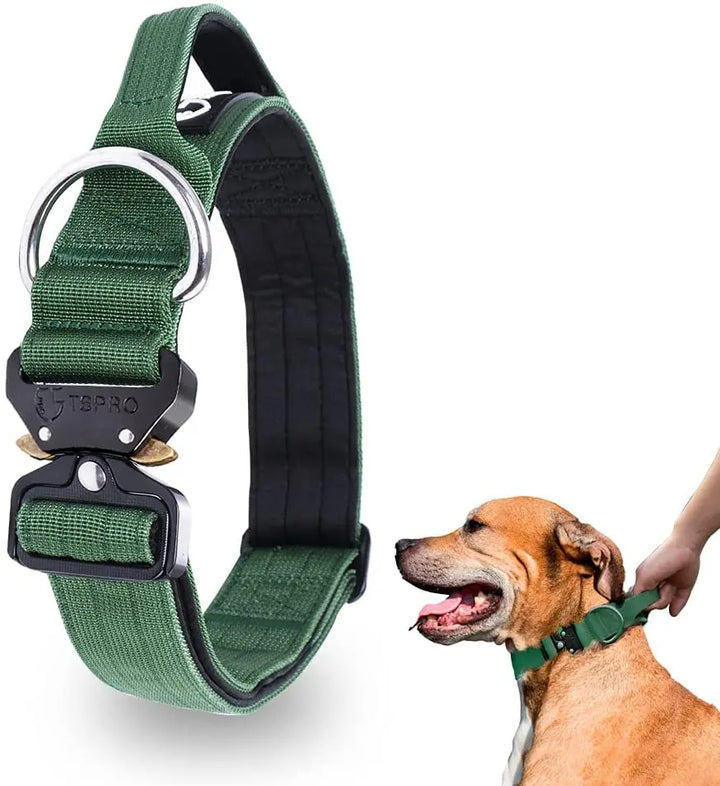 Taktisk Hundehalsbånd med Metalspænde &amp; Håndtag