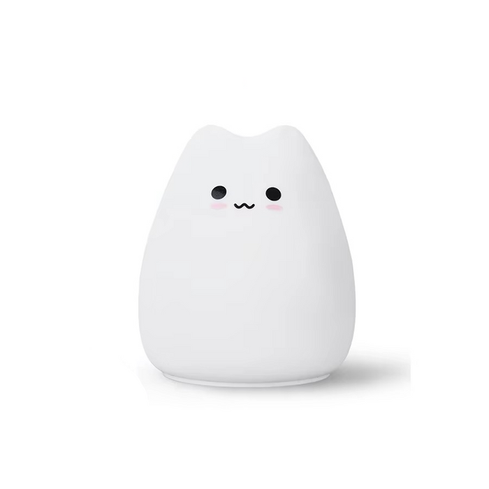 Charmerende Kat Silikone Nattelys med 7-farvet Touch Sensor