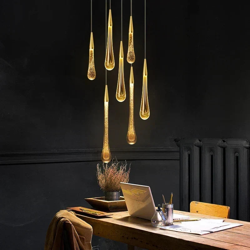 Krystal LED Pendellamper: Perfekte til Soveværelser, Spisestuer, Bar - Vanddråbe Lysekrone, Trappe Lampe til Indretning